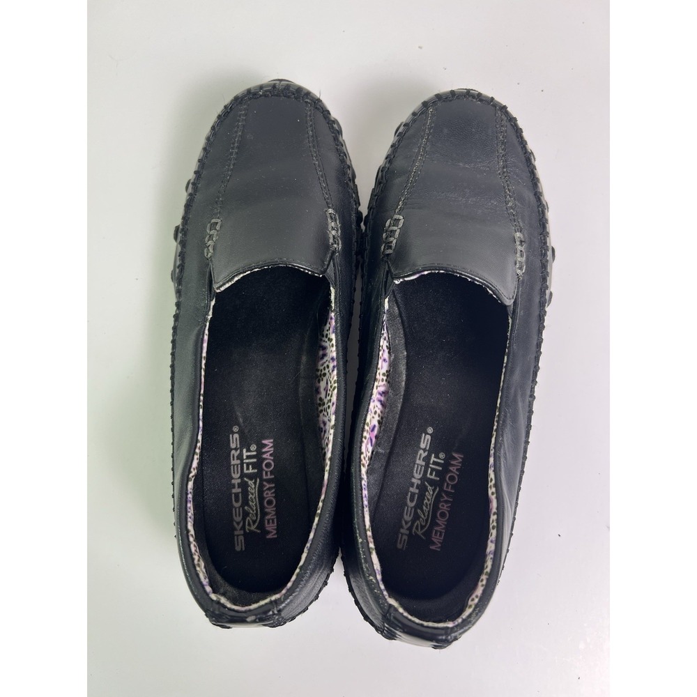 Skechers Relaxed Fit Bikers Cruisin Black Leather Loafer Casual Slip On Shoes 8 - Picture 5 of 7